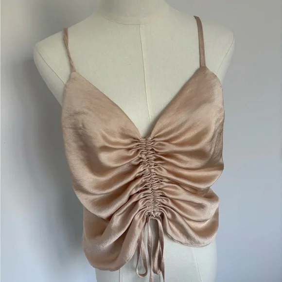 ASOS Rose Gold Ruched Tie Front Camisole - Picture 1 of 6